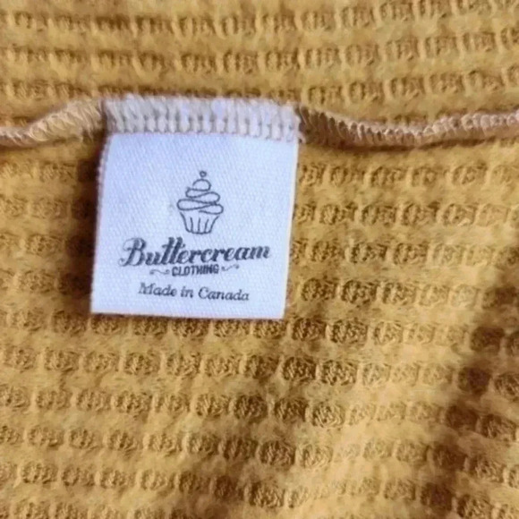 BUTTERCREAM Clothing Waffle Cardigan Mustard Yellow Open Front Women's size Med - Picture 6 of 9
